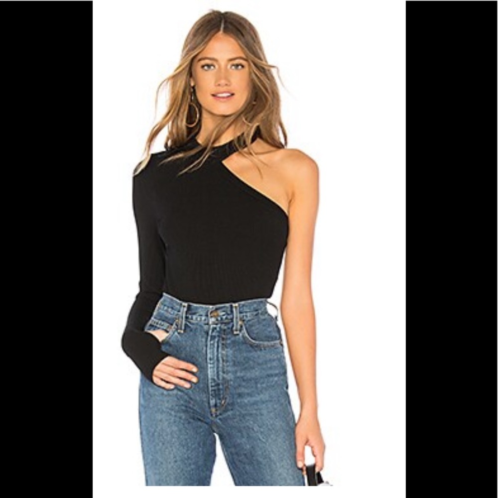 LNA Soph Ribbed Top in Black XS